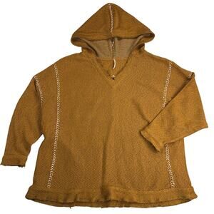 Free People Pumpkin Knit Oversized Hoodie Drug Rug Baseball Stitch Size L